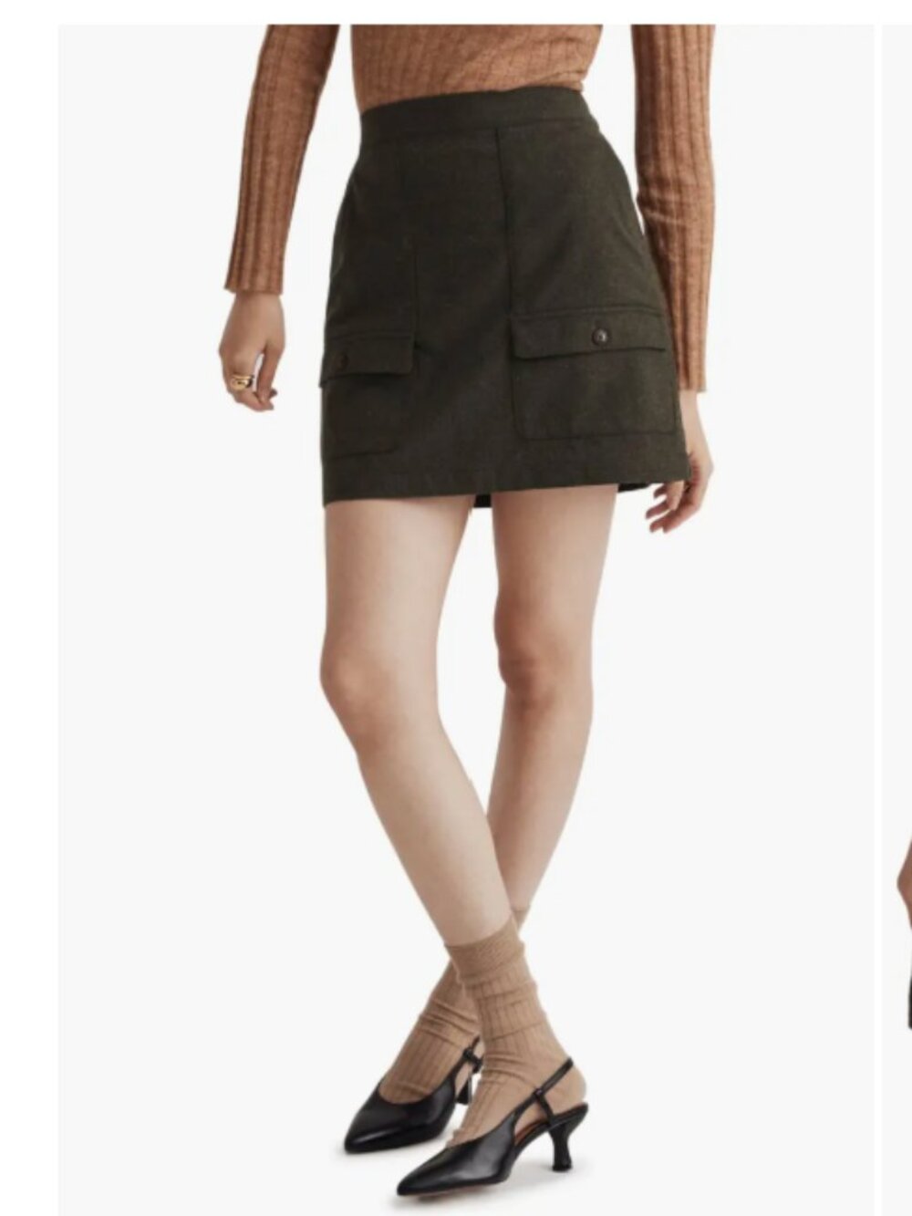 NWOT MADEWELL Wool-Blend Cargo Mini Skirt
